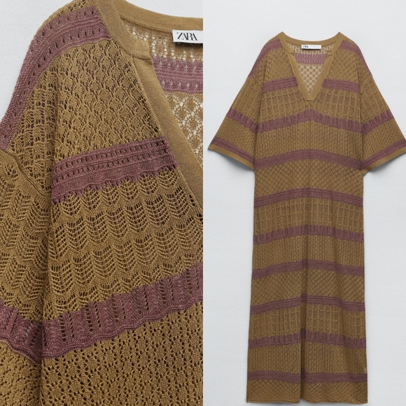 ZARA Openwork kaftan dress - Picture 2 of 4